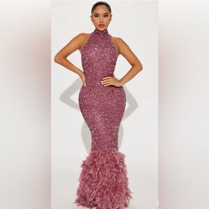 Fashion Nova Sparkling Mauve Maxi Dress